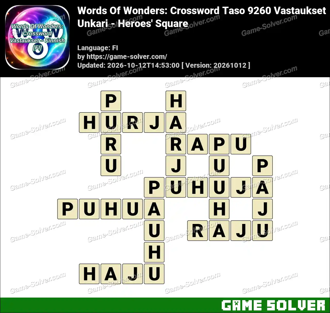 Words Of Wonders: Crossword Taso 9260 Vastaukset – Unkari – Heroes’ Square